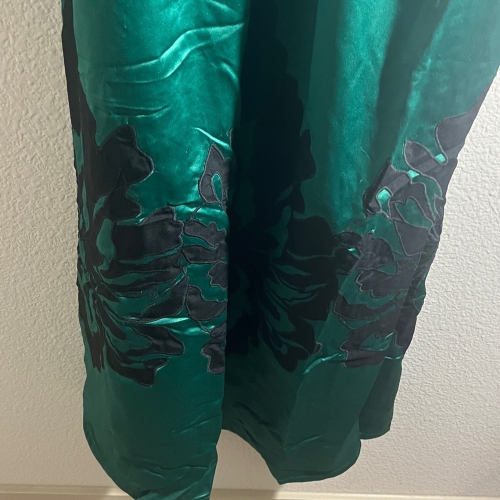 Anthropologie Nikasha Embroidered Satin midi V neck Dress autumn wedding guest - Picture 14 of 14